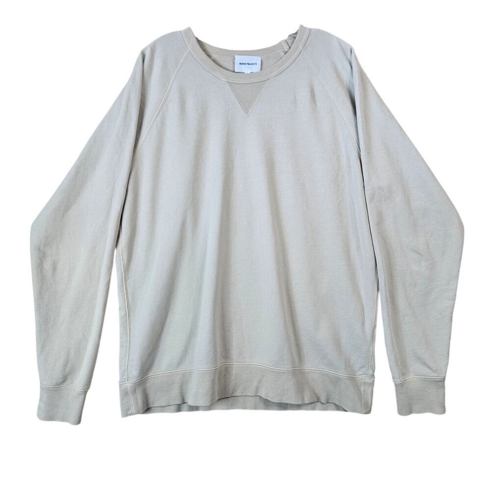 Norse Projects Men's Large Kristian Sportswear GMD Crew Sweatshirt Oatmeal Tan